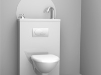 WiCi Bati Handwaschbecken mit Typ 1 weiss Wandschutz